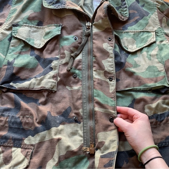 VINTAGE Military Field Utility Cold Weather WW2 Woodland Camo Coat Jacket - Picture 4 of 11